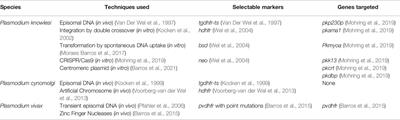 Genetic Manipulation of Non-Falciparum Human Malaria Parasites